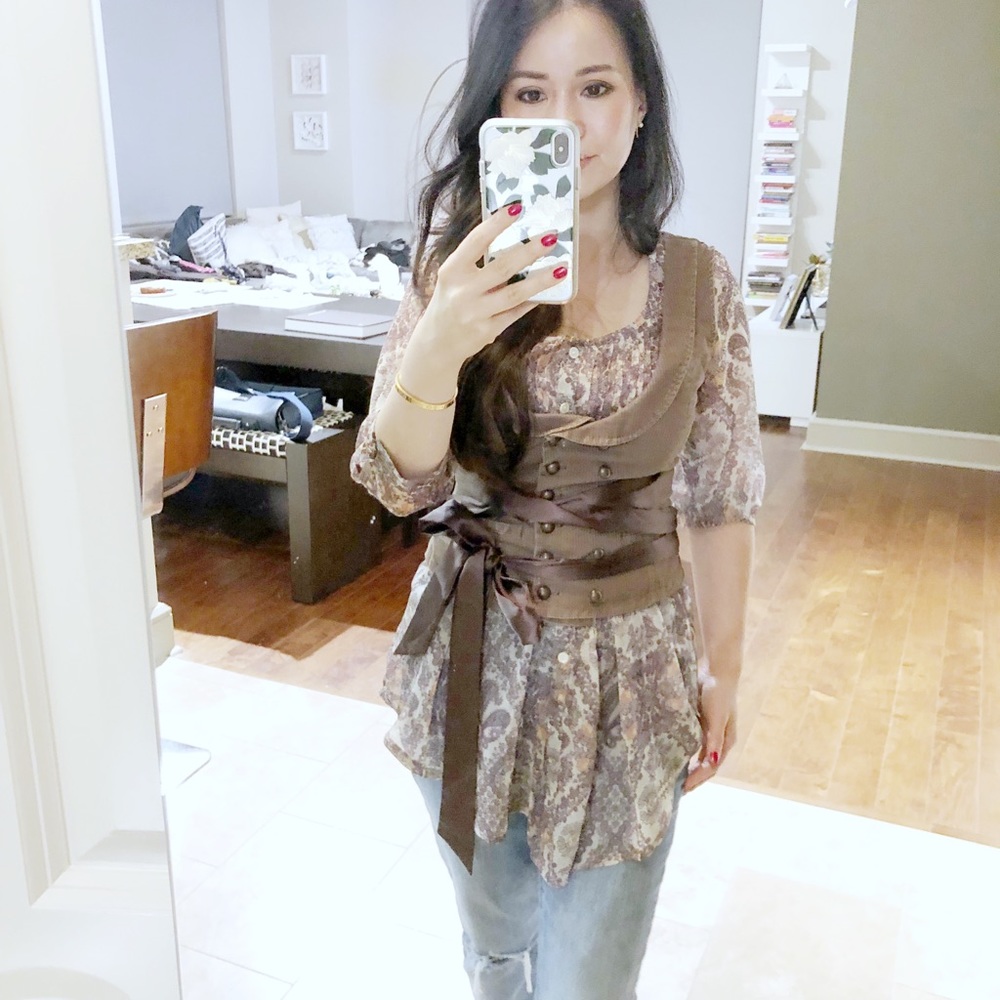 Free people texture bodice button up vest